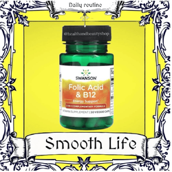 Swanson Folic Acid & B12 30 Veggie Caps