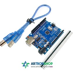 Uno R3 SMD เพิ่มพอร์ทขยายขา พร้อม สาย USB 50CM