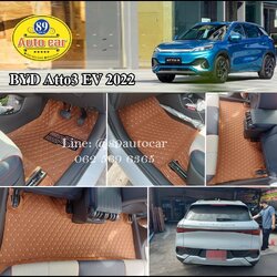 พรมปูพื้นรถยนต์ BYD Atto3 ปูพรมหกดี สีน้ำตาลเข้ม ในห้องโดยสาร