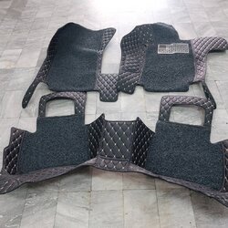 พรม8D ปูพื้นรถ Benz W211 สีดำด้ายทองเย็บติดพรมดักฝุ่นสีเทา