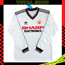 Manchester United 1982/83 Away Long sleeve Vintage Jersey เสื้อฟุตบอลแมนยูย้อนยุค เยือน Sharp Eletronics
