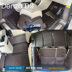 พรมปูพื้นรถตู้ BYD Denza D9 ปูพรม6D สีดำด้ายแดง