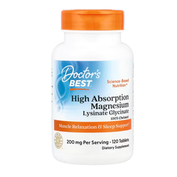Doctor's Best, High Absorption Magnesium 100% Chelated with Albion Minerals 100 mg 120 Tablets