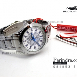 นาฬิกา U.S. submarine รุ่น J075L หน้าปัดคริตตัลสีขาวลาย ฟ้าน้ำเงิน