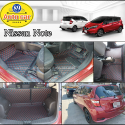 พรมรถ Nissan Note (นิสสัน โน๊ต) ปูพรม6D สีดำด้ายแดง 6 ชิ้น เต็มคัน