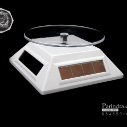 แท่นโชว์สินค้าแบบหมุน จานหมุน แท่นหมุน ถาดหมุน พลังงานแสงอาทิตย์ สีขาว