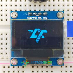 จอ OLED 0.96 นิ้ว สีฟ้า 128x64 I2C