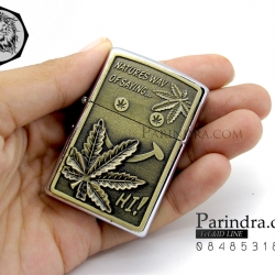 ไฟแช็คน้ำมัน Nature way of Saying Hi! ลายนูน รูปใบกัญชา