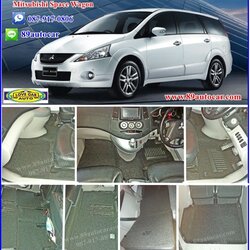 พรมดักฝุ่นปูพื้นรถยนต์ Mitsubishi Spacwagon ไวนิลสีดำ ขอบดำ ด้ายแดง