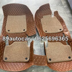 พรมรถยนต์ BMW 320i E90 ปูพรม7D สีน้ำตาลเข้ม เสริมด้วยพรมดักฝุ่นสีครีม