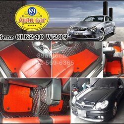 พรมในรถยนต์ Benz CLK240 W209 ปูพรม7D สีดำด้ายแดง เสริมด้วยพรมดักฝุ่นสีแดง เข้ารูป เต็มคัน