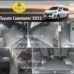 พรมปูพื้นรถตู้ Toyota Commuter 2023 ปูพรมVVIP สีเทาด้ายเทา เต็มคัน