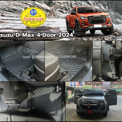 พรมปูพื้นรถยนต์ Isuzu D-Max 4 ประตู 2024 ปูพรม6D สีดำด้ายน้ำเงิน เต็มคัน