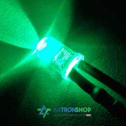 หลอดแอลอีดี 5 มิล สีเขียว พร้อมสายไฟ 5 - 12V