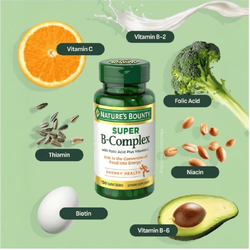 Nature's Bounty Super B-complex with Folic Acid Plus Vitamin C, 150 Coated Tablets