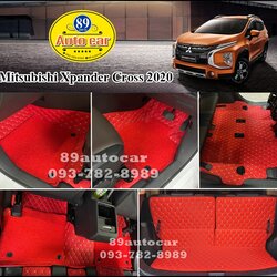 พรมปูพื้นรถยนต์ Mitsubishi Xpander Cross ปูพรม7D แดงสด + ไวนิลสีแดง เข้ารูป