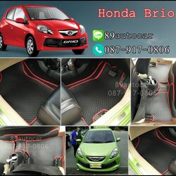 โรงงานพรมรถยนต์ Honda Brio ลายกระดุมสีดำขอบแดง