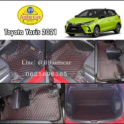 พรมรถยนต์ Toyota Yaris 2021 ปูพรมVVIP สีดำด้ายแดง เต็มคัน