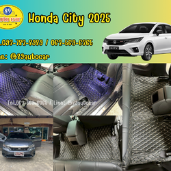 พรมรถยนต์ Honda City 2025 4 ประตู พรมVVIP สีดำด้ายทอง เต็มคัน