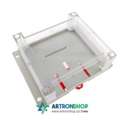 กล่องใส่บอร์ดอิเล็กทรอนิกส์ ติดรางปีกนก ขนาด 115 x 90 มิลลิเมตร ฝาใส