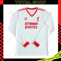 Liverpool 1986/87 Away Jersey เสื้อบอลย้อนยุคแขนยาว เสื้อแขนยาวลิเวอร์พูลย้อนยุค Crown paints