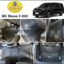 พรมปูพื้นรถตู้ Mg Maxus 9 2023 ปูพรม6D สีดำด้ายดำ ลายเคฟล่า รวมพับเบาะ