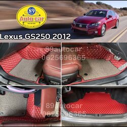 พรมในรถยนต์ Lexus GS250 2012 ปูพรม7D สีแดงไวน์ + ไวนิลดักฝุ่นสีน้ำตาล