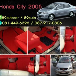 ขายพรมปูพื้นรถเข้ารูป honda city 2005 ไวนิลดักฝุ่นสีแดงขอบดำ