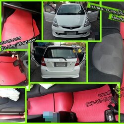 ขายพรมปูพื้นรถยนต์เข้ารูป Honda Jazz 2006 ลายสนุ๊กสีแดงขอบดำ