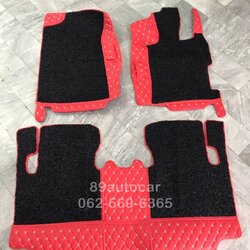 พรมปูพื้นรถยนต์ Honda Civic FD ปูพรม8D สีแดงสด เย็บติดพรมดักฝุ่นสีดำ เข้ารูป เต็มคัน