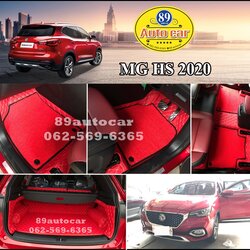 พรมรถยนต์ หทัยราษฎร์ MG HS ปูพรม7D สีแดงสด +ไวนิลสีแดงขอบดำ