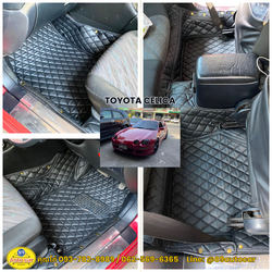 พรมปูพื้นรถยนต์ Toyota Celica ปูพรม6D สีดำด้ายดำ เข้ารูป
