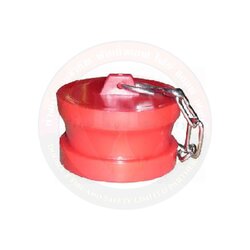 ฝาปิดข้อต่อสวมเร็วตัวผู้ ขนาด 2.5 นิ้ว พร้อมโซ่คล้อง วัสดุพลาสติก สีแดง