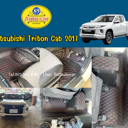 พรมรถยนต์ Mitsubishi Triton Cab 2017 พรมVVIP ด้ายคู่ สีดำด้ายแดง