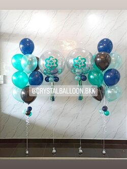 ลูกโป่ง เปิดงาน Bubble ขนาด 24" 2 ลูก พร้อมตกแต่ง ช่อลูกโป่ง 9 ลูก 2 ช่อ สามารถเปลี่ยนสีลูกโป่ง/เปลี่ยนข้อความ/เปลี่ยนขนาดได้