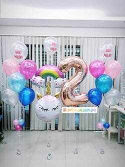 ลูกโป่ง วันเกิดเด็กหญิง Theme Unicorn สีขาว พร้อม ช่อลูกโป่ง 2 ช่อ,ฟอยล์สายรุ้งใหญ่ 1 ชิ้น,ฟอยล์ตัวเลข ขนาด 40" 1 ชิ้น พร้อมตกเเต่ง สามารถเปลี่ยนสีลูกโป่ง/เปลี่ยนสี-ตัวเลข/เปลี่ยนข้อความ/เปลี่ยนฟอยล์ตกแต่งได้