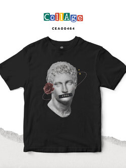 เสื้อยืดพิมพ์ลาย Collage COOL รหัส CEA00464 สีดำ #เสื้อยืด #Collage