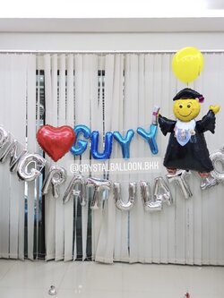 ลูกโป่ง แสดงความยินดี,รับปริญญา พร้อม ชื่อตัวอักษร 4 ตัวอักษร,ฟอยล์หัวใจ ขนาด 18" 1 ชิ้น,ฟอยล์ตกแต่ง 1 ชิ้น พร้อมตกเเต่ง สามารถเปลี่ยนสี-ตัวอักษร/เปลี่ยนฟอยล์ตกแต่งได้