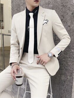 พร้อมเช่า เสื้อสูทชาย สีApricot หล่อเนียบ ทรงสลิม ** เฉพาะ S,M**