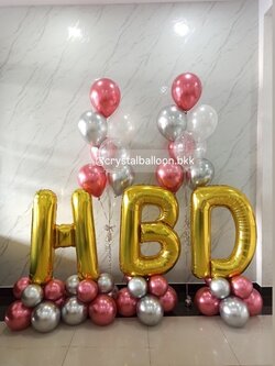 ลูกโป่งเซอร์ไพรส์วันเกิด ฟอยล์ตัวเลขตั้งฐาน 40" 3 ชิ้น ,ลูกโป้งช่อ 7 ลูก 2 ช่อ , พร้อมตกแต่ง สามารถเปลี่ยนสีลูกโป่ง/เปลี่ยนข้อความได้