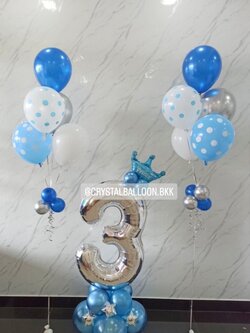 ลูกโป่ง วันเกิดเด็ก ฟอยล์ตัวเลข ขนาด 40" ตั้งฐาน 1 ชิ้น พร้อม ช่อลูกโป่ง ช่อ 5 ลูก 2 ช่อ พร้อมตกแต่ง สามารถเปลี่ยนสีลูกโป่ง/เปลี่ยนสี-ฟอยล์ตัวเลข/เปลี่ยนฟอยล์ตกแต่งได้