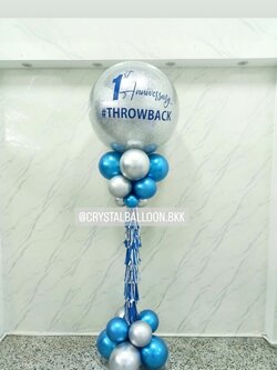 เสาลูกโป่ง Anniversary Bubble ขนาด 36" กลิตเตอร์สีเงิน 1 เสา พร้อมตกแต่ง สามารถเปลี่ยนสีลูกโป่ง/เปลี่ยนข้อความได้