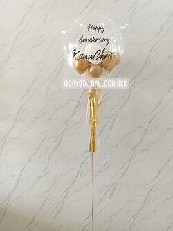 ลูกโป่ง วันครบรอบ Bubble USA ขนาด 24" Theme ขาว-ทอง พร้อมตกแต่ง สามารถเปลี่ยนสีลูกโป่ง/เปลี่ยนข้อความได้