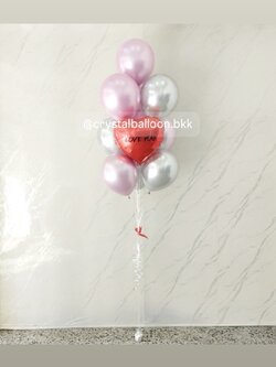 ลูกโป่ง ครบรอบ ช่อลูกโป่งฟอยล์หัวใจ ขนาด 18" สีแดง ช่อ 10 ลูก 1 ช่อ พร้อมตกแต่ง สามารถเปลี่ยนสีลูกโป่ง/เปลี่ยนข้อความ/เปลี่ยนสี-ฟอยล์ตกแต่งได้