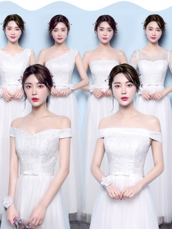 Pre-order เดรส สีขาว ชุดราตรียาว มีหลายแบบให้เลือก (ซิปหลัง)