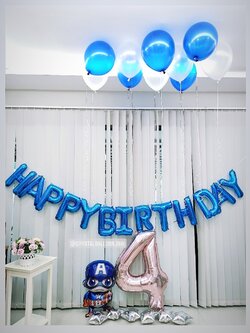 ลูกโป่ง วันเกิดเด็ก ฟอยล์ Captain America 1 ชิ้น พร้อม ฟอยล์ตัวเลข 40" 1 ชิ้น พร้อม ลูกโป่งลอยฝ้า 10 ลูก,ฟอยล์ตัวอักษร Happy Birthday 16" 1 ชิ้น,ฟอยล์ดาว 10" 6 ชิ้น พร้อมตกเเต่ง สามารถเปลี่ยนสีลูกโป่ง/เปลี่ยนสี-ฟอยล์ตัวเลข/เปลี่ยนฟอยล์ตกแต่