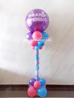เสาลูกโป่ง เปิดงาน Bubble ขนาด 36" กลิตเตอร์สีม่วง 1 เสา พร้อมตกแต่ง สามารถเปลี่ยนสีลูกโป่ง/เปลี่ยนข้อความได้