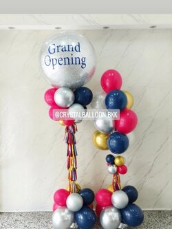 เสาลูกโป่ง เปิดร้าน Bubble ขนาด 36" กลิตเตอร์สีเงิน 1 เสา พร้อม เสาช่อลูกโป่ง ช่อ 10 ลูก 1 เสา พร้อมตกแต่ง สามารถเปลี่ยนสีลูกโป่ง/เปลี่ยนข้อความได้