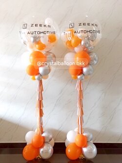 เสาลูกโป่ง เปิดงาน Bubble ขนาด 36" พร้อม ลูกโป่ง 6" ด้านใน 2 เสา พร้อมตกแต่ง สามารถเปลี่ยนสีลูกโป่ง/เปลี่ยนข้อความได้