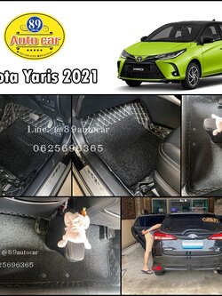 ขายพรมรถยนต์ Toyota Yaris 2022 ปูพรม7D สีดำด้ายทอง + ไวนิลดักฝุ่นสีดำ